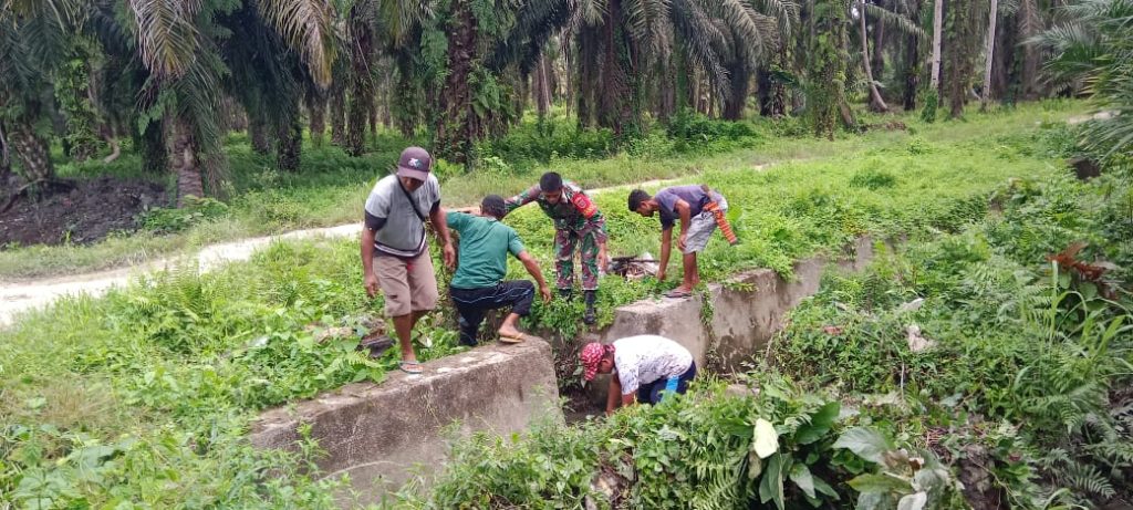Mengantisipasi Banjir dan Wabah Penyakit, Personel Koramil 1427-03/Baras Lakukan Karbak